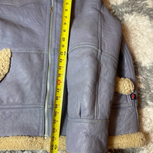 Vintage Walter Davoucci Shearling Leather Blue  Jacket Winter Mens XL - Picture 7 of 14